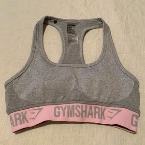 GYMSHARK Gray/Pink Seamless Sports Bra
